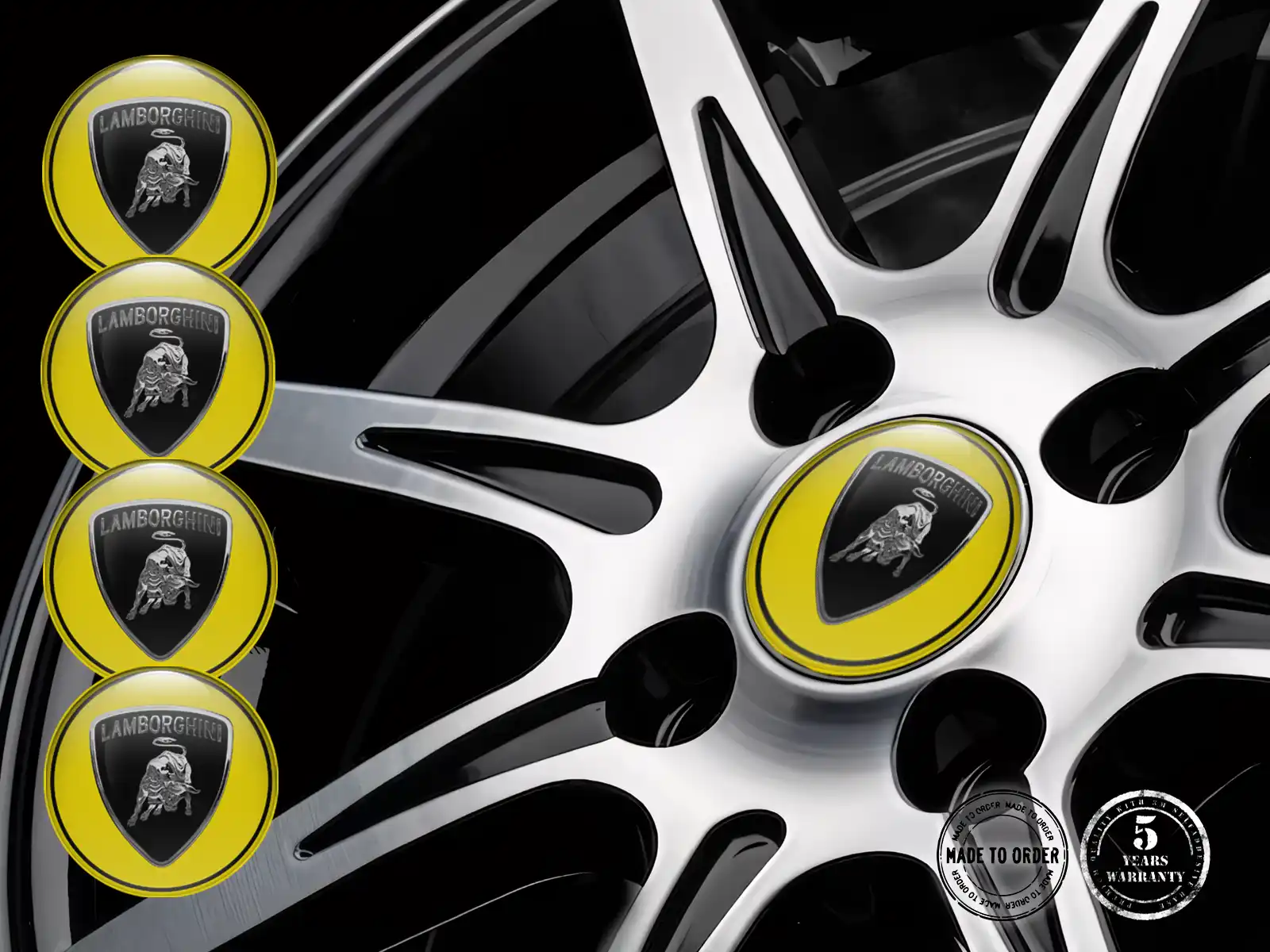 Lamborghini Calcomanías de Aro Logo Etiquetas Silicona Premium